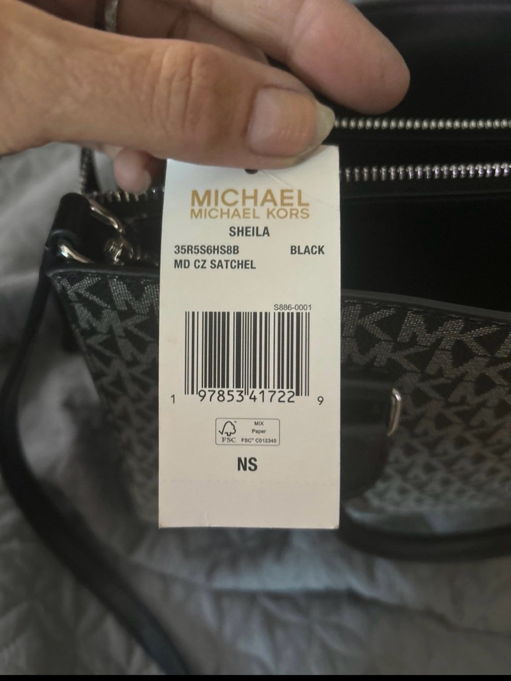 Michael Kors Black and Gray MK Signature Satchel Sheila Ombré - Picture 2 of 4
